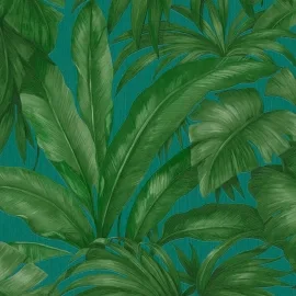 Versace Giungle Palm Motif Green/Teal Wallpaper - 96240-6