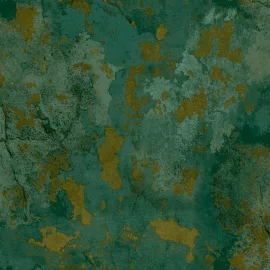 Galerie Italian Distressed Texture Green/Gold Metallic Wallpaper - 9785