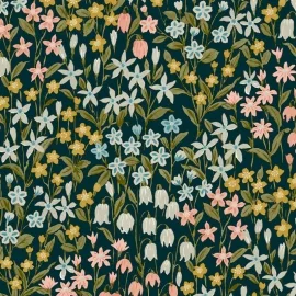 Grandeco Bluebell Floral Blue Multi Wallpaper - A64102