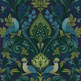 Grandeco Opulent Damask Blue/Green Wallpaper - A67802