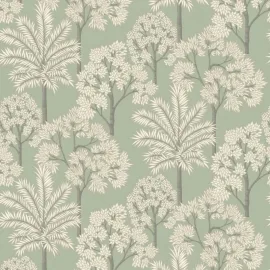Grandeco Palm Forest Tropical Green Metallic Wallpaper - A71308