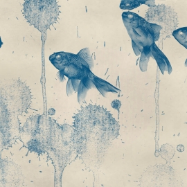 Anaglypta Wall-art Blue Fish Wall Mural - 5444-8