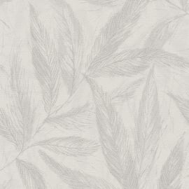 Flat material sample of the AS Creation Hygge 3 79096-4 design showing the contemporary grey tones and silver metallic detailing.