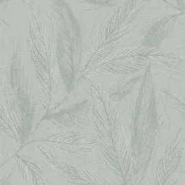 Flat material sample of the AS Creation Hygge 3 79096-5 design showing the rich green leaves and silver metallic accents.