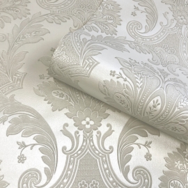 Belgravia Decor Amara Damask Cream Metallic Wallpaper - 7369