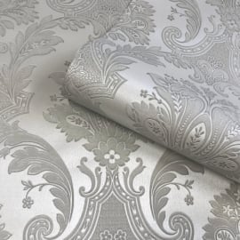 Belgravia Decor Amara Damask Silver Metallic Wallpaper - 7370