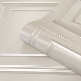 Belgravia Decor Amara Wood Panel Cream Satin Wallpaper - 7373