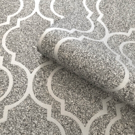 Belgravia Decor Massima Stone Effect Trellis Silver Metallic Wallpaper - 350