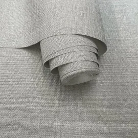 Belmont House Hendrix Weave Texture Silver Grey Metallic Wallpaper - BH16
