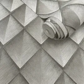 Belmont House Mojo Geometric Silver Grey Metallic Wallpaper - BH17