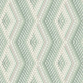 Crown Aura Geometric Diamond Emerald/Gold Metallic Wallpaper - M1583