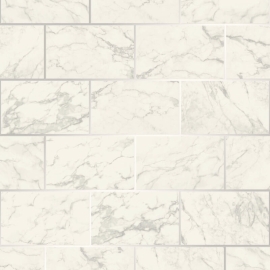 Crown Metro Brick Marble Effect Silver Metallic Wallpaper - M1509