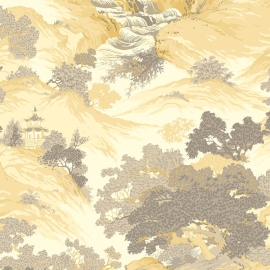 Crown Oriental Landscape Yellow Wallpaper - M1192