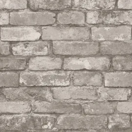 Fine Decor Distinctive Rustic Brick Silver/Grey Wallpaper - FD31286