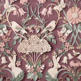 Fine Decor Woodland 3D Effect Plum Wallpaper - FD42949