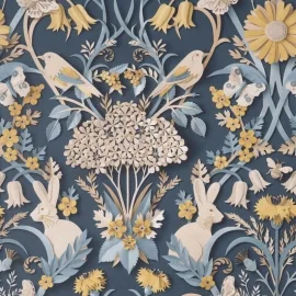 Fine Decor Woodland 3D Effect Navy Wallpaper - FD42950
