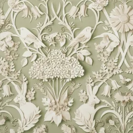 Fine Decor Woodland 3D Effect Sage Wallpaper - FD42951