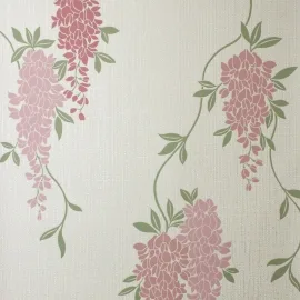 Fine Decor Wisteria Floral Pink Metallic Wallpaper - FD43671