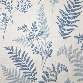 Fine Decor Fern Leaf Blue Wallpaper - FD43767
