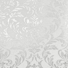 Fine Decor Azara Damask Light Grey Metallic Wallpaper - FD43988