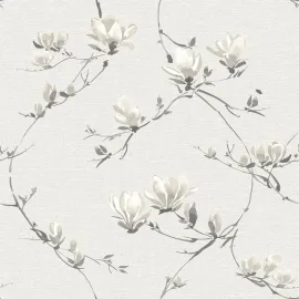 Detailed flat swatch of Fine Decor Isla Trail in warm white highlighting the luxury textured vinyl.