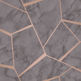 Fine Decor Marblesque Fractal Charcoal Metallic Wallpaper - FD42266