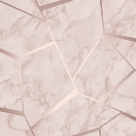 Fine Decor Marblesque Fractal Rose Gold Metallic Wallpaper - FD42264