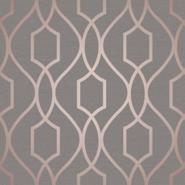 Fine Decor Apex Trellis Copper/Charcoal Metallic Wallpaper - FD41998