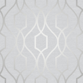 Fine Decor Apex Trellis Stone/Silver Metallic Wallpaper - FD41995