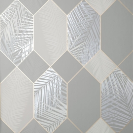 Fine Decor Miami Geo Grey/Silver Metallic Wallpaper - FD42835