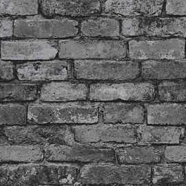 Fine Decor Distinctive Rustic Brick Black/Grey/Silver Wallpaper - FD31284