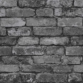 Fine Decor Distinctive Rustic Brick Black/Grey/Silver Wallpaper - FD31284