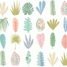 Ohpopsi Glasshouse Leaf Boogie Pastel Wallpaper - GHS50101W
