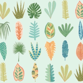 Ohpopsi Glasshouse Leaf Boogie Duckegg Twist Wallpaper - GHS50103W