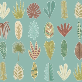 Ohpopsi Glasshouse Leaf Boogie Seafoam Wallpaper - GHS50104W