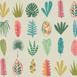 Ohpopsi Glasshouse Leaf Boogie Tropical Mix Wallpaper - GHS50108W