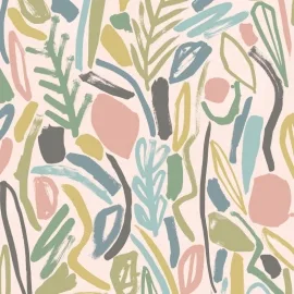 Ohpopsi Glasshouse Verdure Blush/Petrol Wallpaper - GHS50147W