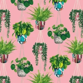 Ohpopsi Houseplant Bubblegum Wallpaper - GRA50109W
