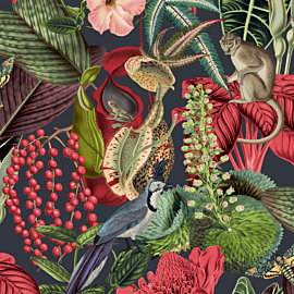 Grandeco Amazon Monkeys Tropical Floral Multi Wallpaper - JF2201