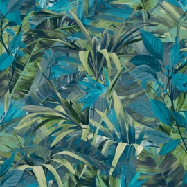 Grandeco Paradise Floral Flower Teal/Green Wallpaper - JF2302