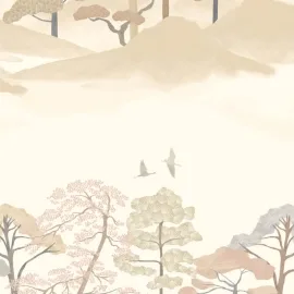 Ohpopsi Kigi Japanese Landscape Bisque Wallpaper - HAN50120W
