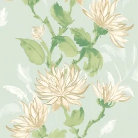 Ohpopsi Kiku Watercolour Flowers Seafoam Wallpaper - HAN50128W