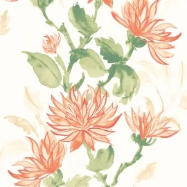 Ohpopsi Kiku Watercolour Flowers Coral Wallpaper - HAN50129W