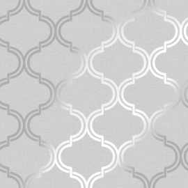 Holden Decor Geometric Grey/Silver Metallic Wallpaper - 12750