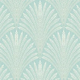 Hoopla Walls Elegance Leaf Fan Duck Egg Blue Wallpaper - HWA1030W