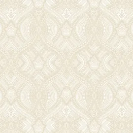 Hoopla Walls Elegance Ogee Damask Natural Wallpaper - HWA1034W