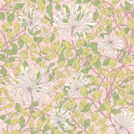 Hoopla Walls Honeysuckle Leaf Trail Soft Pink Wallpaper - HWA1076W