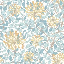 Hoopla Walls Honeysuckle Leaf Trail Soft Blue Wallpaper - HWA1080W