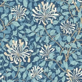 Hoopla Walls Honeysuckle Leaf Trail Navy Blue Wallpaper - HWA1083W