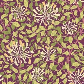 Hoopla Walls Honeysuckle Leaf Trail Aubergine Wallpaper - HWA1084W